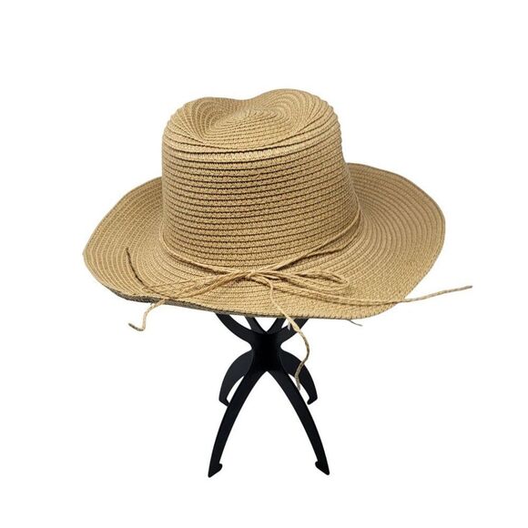 Anthropologies Wide-Brimmed Natural Straw Coastal Cowgirl Sun Hat Cowboy Tan Bow main image 7